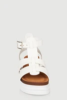 Womens Toddler Girls Wedge Gladiator Sandals, White,