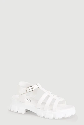 Womens Girls Open Toe Fisherman Sandals, White, Size 3