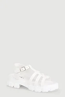 Womens Girls Open Toe Fisherman Sandals, White, Size 3