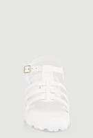 Womens Girls Open Toe Fisherman Sandals, White, Size 3