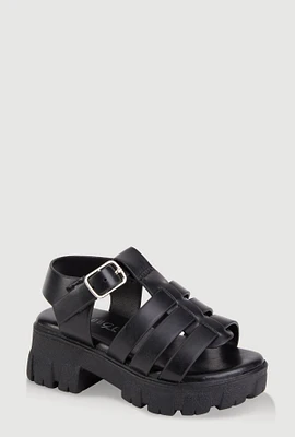 Womens Toddler Girls Open Toe Fisherman Sandals, Black, Size 6
