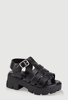 Womens Toddler Girls Open Toe Fisherman Sandals, Black, Size 6
