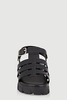 Womens Toddler Girls Open Toe Fisherman Sandals, Black, Size 6