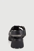Womens Toddler Girls Open Toe Fisherman Sandals, Black, Size 6