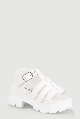 Womens Toddler Girls Open Toe Fisherman Sandals, White, Size 9