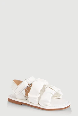 Womens Toddler Girls Ruched Band Ankle Strap Sandals, White, Size 7