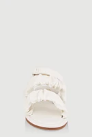 Womens Toddler Girls Ruched Band Ankle Strap Sandals, White, Size 7