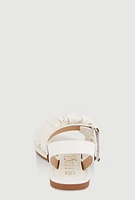 Womens Toddler Girls Ruched Band Ankle Strap Sandals, White, Size 7