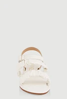 Womens Girls Double Scrunchie Band Sandals, White, Size 12