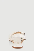Womens Girls Double Scrunchie Band Sandals, White, Size 12