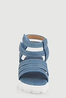 Womens Toddler Girls Strappy Platform Sandals, Blue, Size 5