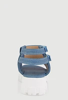 Womens Toddler Girls Strappy Platform Sandals, Blue, Size 5