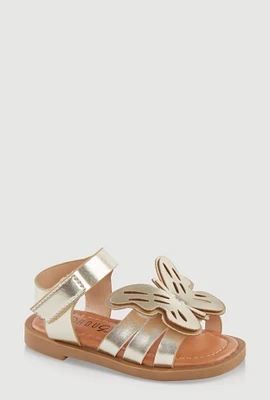Womens Toddler Girls Butterfly Velcro Strap Sandals, Gold, Size 8