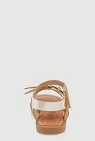 Womens Toddler Girls Butterfly Velcro Strap Sandals, Gold,