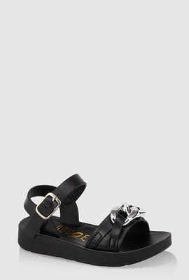 Womens Toddler Girls Chain Detail Ankle Strap Sandals, Black, Size 10