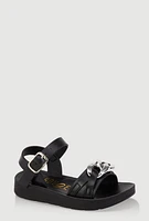 Womens Toddler Girls Chain Detail Ankle Strap Sandals, Black, Size 10
