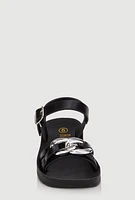 Womens Toddler Girls Chain Detail Ankle Strap Sandals, Black, Size 10