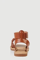 Womens Toddler Girls Braided Band Ankle Strap Sandals, Brown, Size 5