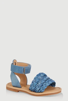 Womens Toddler Girls Braided Band Ankle Strap Sandals,