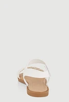 Womens Girls Braided Velcro Ankle Strap Sandals, White, Size 11
