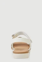 Womens Girls Braided Ankle Strap Sandals, White,