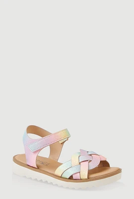 Womens Girls Braided Ankle Strap Sandals, Multi, Size 1