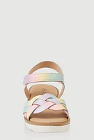 Womens Girls Braided Ankle Strap Sandals, Multi, Size 1