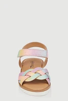 Womens Toddler Girls Braided Band Velcro Strap Sandals, Multi, Size 7