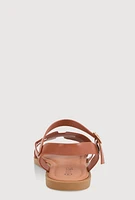 Womens Girls Glitter H Band Buckle Strap Sandals, Brown,