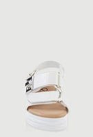 Womens Toddler Girls Velcro Ankle Strap Platform Sandals, White,