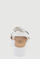 Womens Toddler Girls Velcro Ankle Strap Platform Sandals, White,