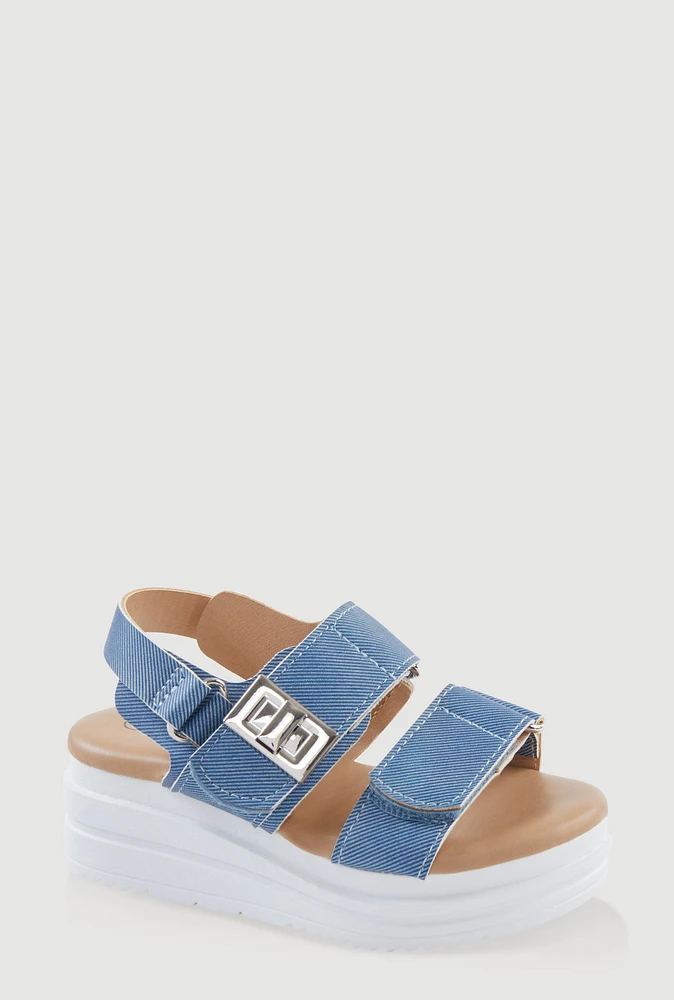 Womens Toddler Girls Velcro Ankle Strap Platform Sandals, Blue, Size 10