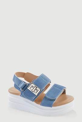 Womens Toddler Girls Velcro Ankle Strap Platform Sandals, Blue, Size 10