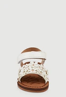 Womens Toddler Girls Glitter Flower Band Velcro Strap Sandals, White, Size 8