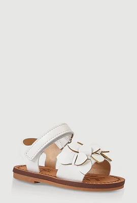 Womens Toddler Girls Flower Petal Band Sandals, White, Size 6