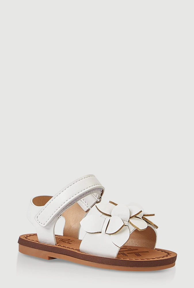 Womens Toddler Girls Flower Petal Band Sandals, White, Size 7