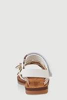 Womens Toddler Girls Flower Petal Band Sandals, White, Size 6