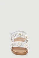Womens Toddler Girls Faux Pearl Flower Band Sandals, White, Size 8