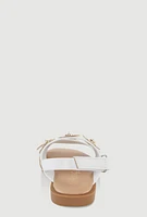 Womens Toddler Girls Faux Pearl Flower Band Sandals, White, Size 8