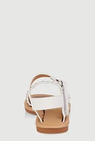 Womens Toddler Girls Rhinestone Studded Ankle Strap Sandals, White, Size 8