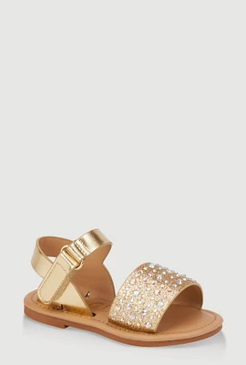 Womens Toddler Girls Rhinestone Studded Ankle Strap Sandals,