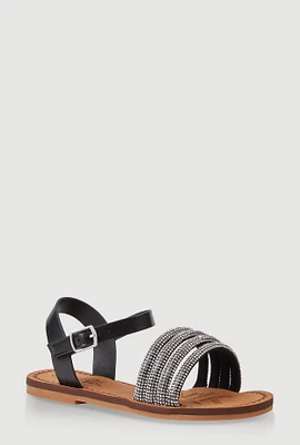 Womens Girls Rhinestone Strappy Band Sandals,