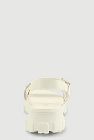 Womens Girls Rhinestone Strappy Band Platform Sandals, White, Size 2