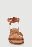 Womens Girls Rhinestone Ankle Strap Sandals,