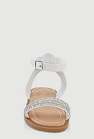 Womens Toddler Girls Rhinestone Strap Band Sandals, White, Size 10