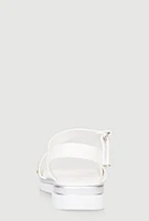 Womens Toddler Girls Rhinestone Double Band Velcro Ankle Strap Sandals, White, Size 10