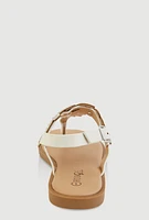 Womens Girls Rhinestone Flower Thong Sandals, White,