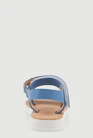 Womens Toddler Girls Faux Pearl 3D Flower Band Sandals, Blue,