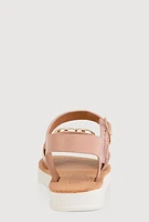 Womens Toddler Girls Metallic Heart Cut Out Sandals, Pink,