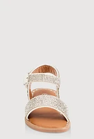 Womens Toddler Girls Rhinestone Studded Sandals, White, Size 8